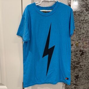 Aviator Nation Blue Tee with Black Lightning Bolt
